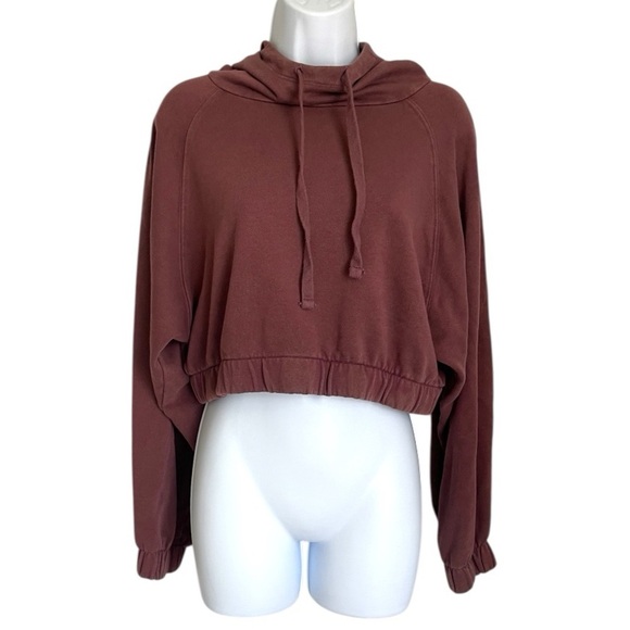 Aeropostale Women’s Small Maroon Puff Sleeve Crop Top Boho Cottagecore Hoodie - Picture 7 of 7
